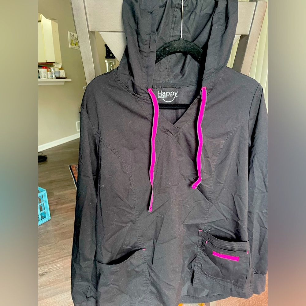 Happy Scrubs Long Sleeve with Hood Scrub Top